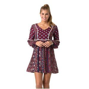 Sequin Hearts Burgundy and Blue Midi Dress